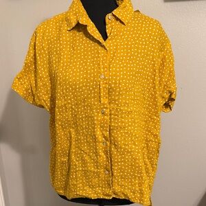 Rachel Zoe Yellow Polka Dot Button-Up Blouse